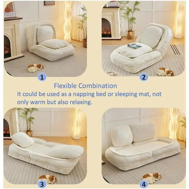 White 47.8 Adjustable Chaise Longue Chair with High Back