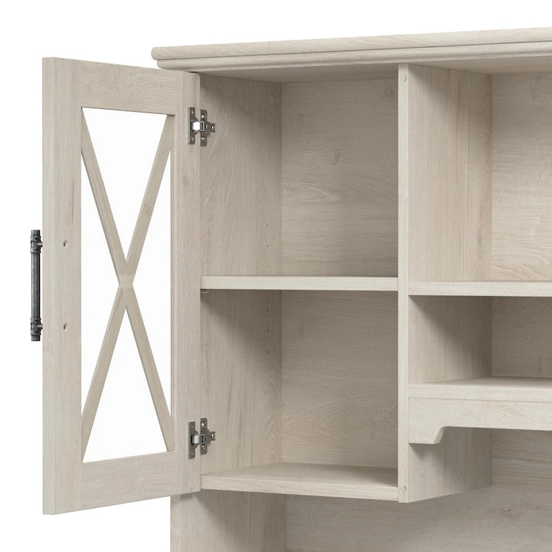 Lennox Farmhouse Desk with Hutch and Storage Cabinet by Bush Furniture
