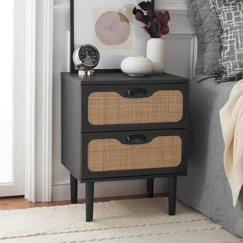 2-Drawer Rattan Nightstand