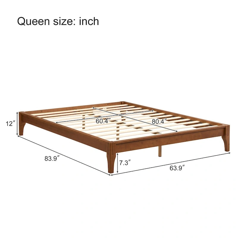 Solid Dry Bamboo Wood Platform Bed Frame by Harper&Bright Designs