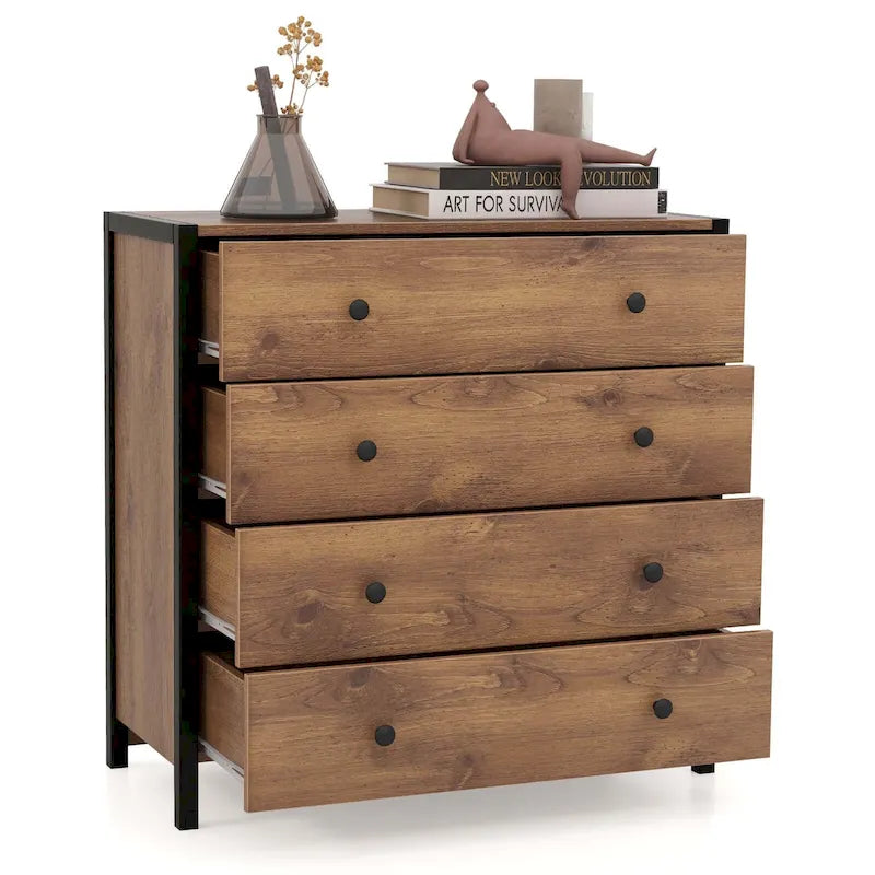 4-Drawer Dresser Modern Chest of Drawers with Wooden Storage