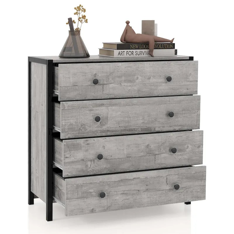 4-Drawer Dresser Modern Chest of Drawers with Wooden Storage