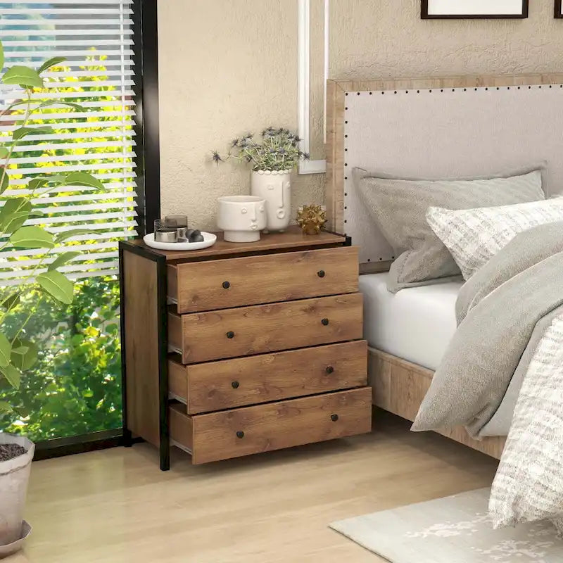 4-Drawer Dresser Modern Chest of Drawers with Wooden Storage