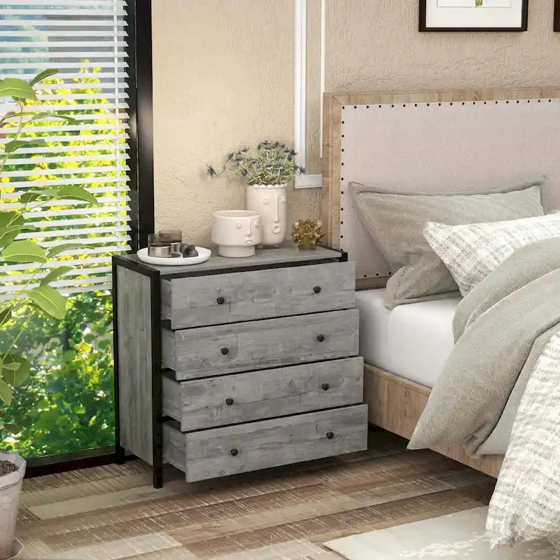 4-Drawer Dresser Modern Chest of Drawers with Wooden Storage