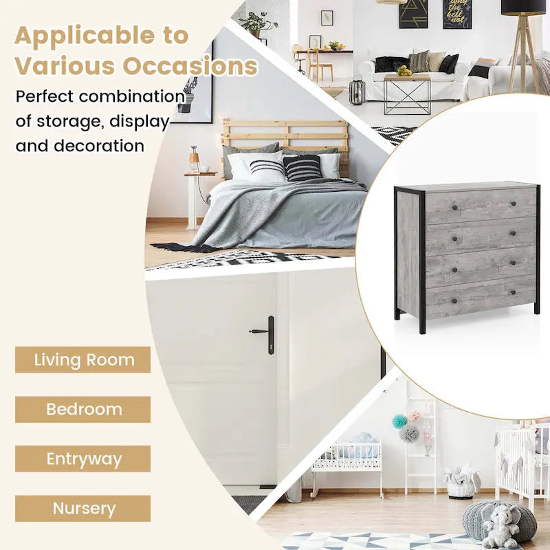 4-Drawer Dresser Modern Chest of Drawers with Wooden Storage