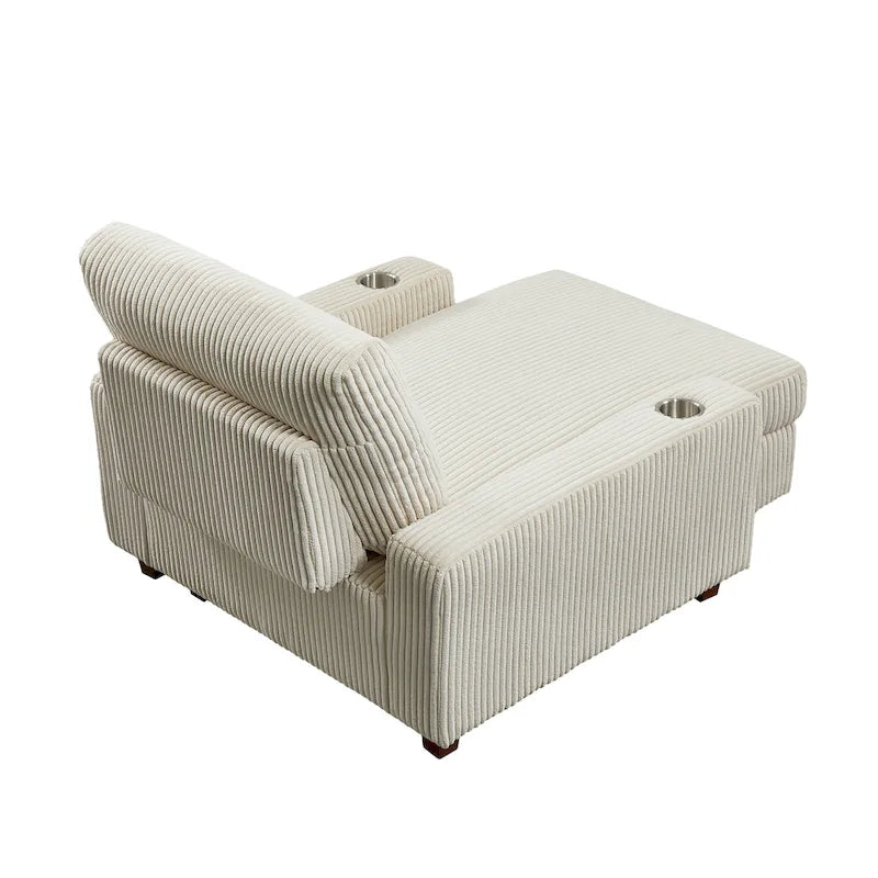 44in Wide Upholstered Chaise Lounge Chair with Adjustable Backrest