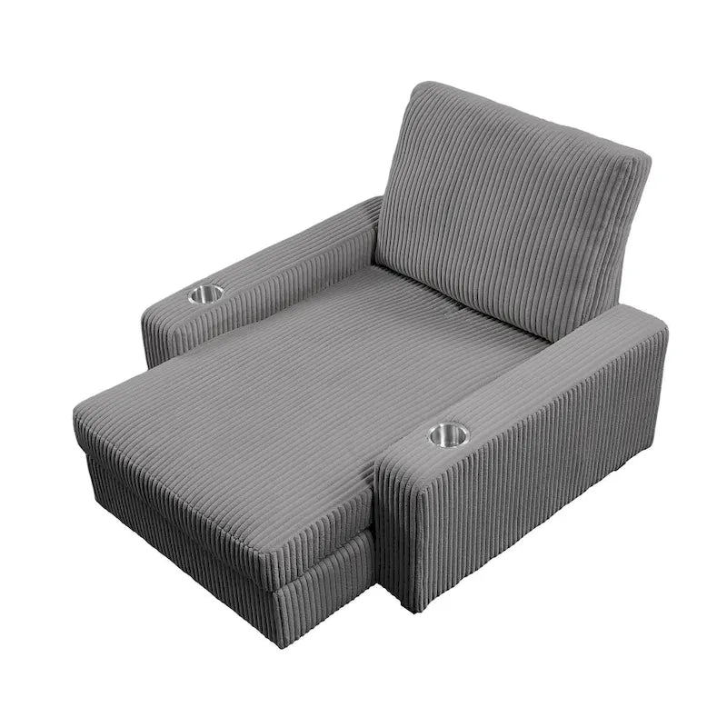 44in Wide Upholstered Chaise Lounge Chair with Adjustable Backrest