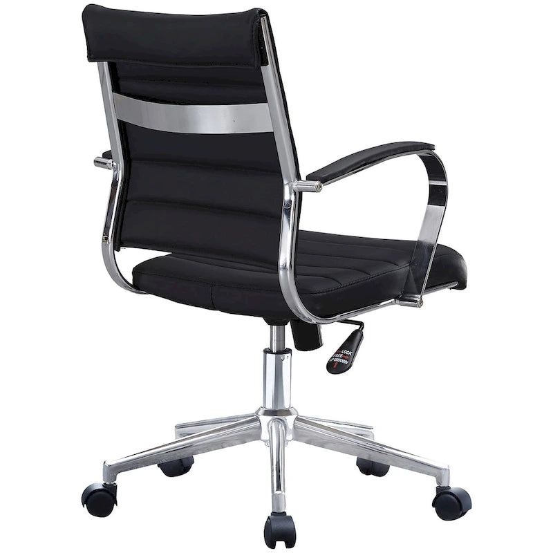 Modern Office Chair, Executive Mid-Back Conference Room Chair in PU Leather with Wheels and Arms