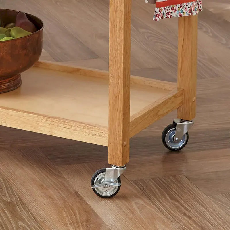 General Line Brown Kitchen Cart with Wood Top - 45' x 21' x 36'