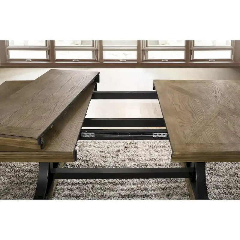 Roundhill Furniture Dasher Driftwood Finish Extendable Table