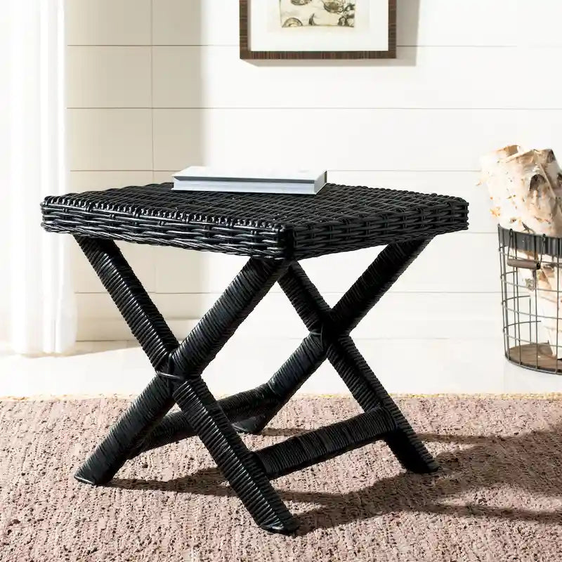 Natural Wicker X-Bench - 22"W x 22"D x 20"H