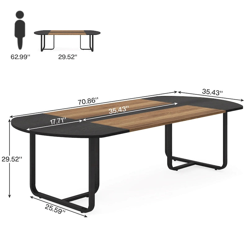 70.86 Modern Oval Curved Executive Computer Desk for Home Office