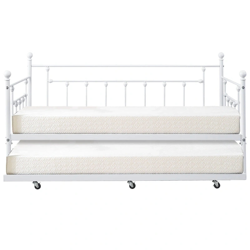 VECELO Classic Open Frame Metal Daybed with Trundle,Twin Size