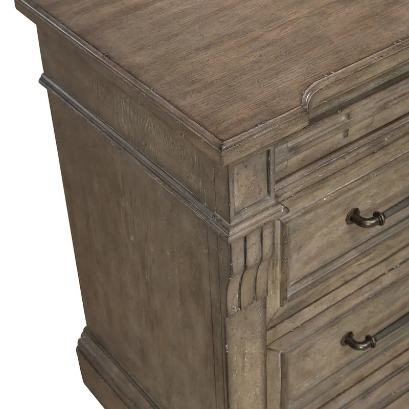 Town & Country Dusty Taupe 3 Drawer Nightstand with Charging Station
