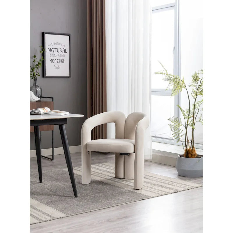 Contemporary Designed Fabric Upholstered Accent/Dining Chair /Barrel Side Chairs Kitchen Armchair for Living Room set of 2