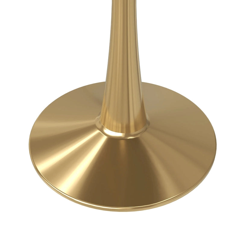 LeisureMod Bristol 40 Round Dining Table for 4 with MDF Tabletop in Gold Steel Base for Kitchen & Dining Room