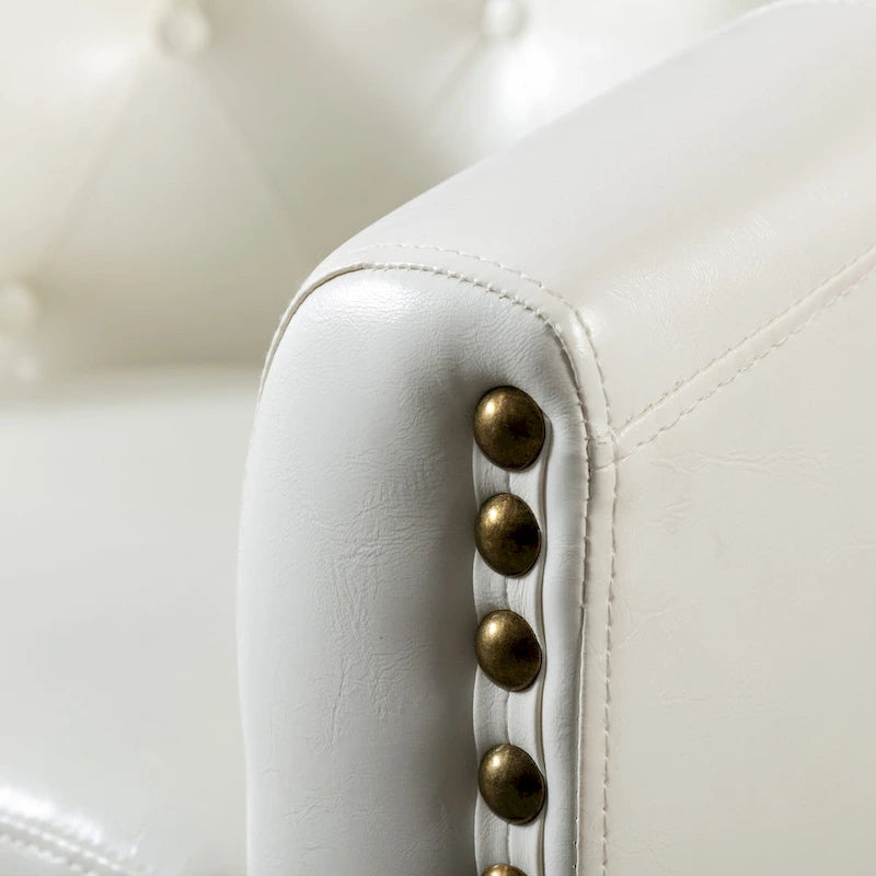 PU Leather Tufted Barrel Chair for Living Room Bedroom