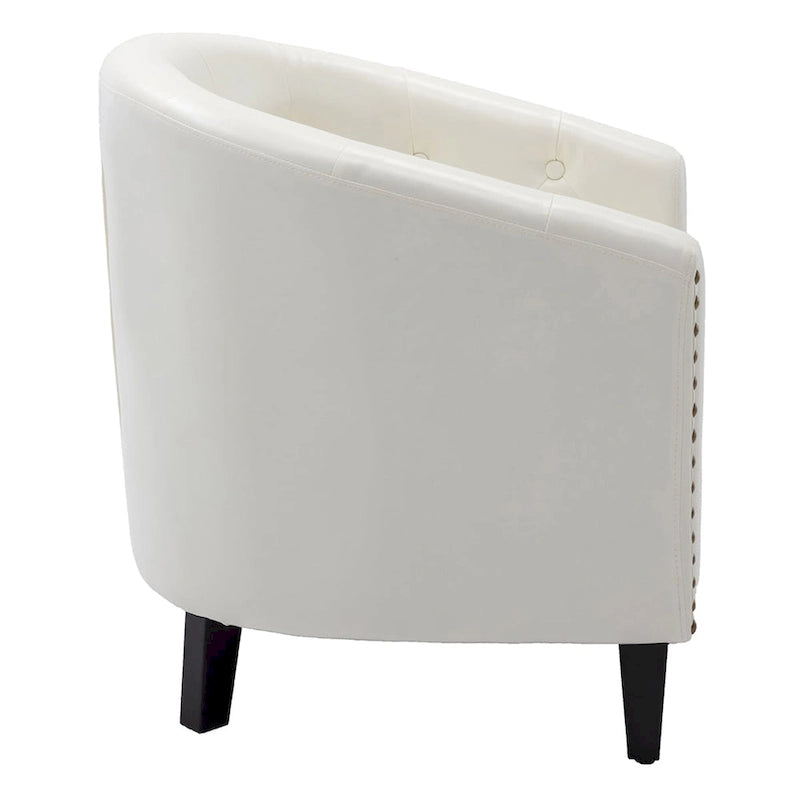 PU Leather Tufted Barrel Chair for Living Room Bedroom