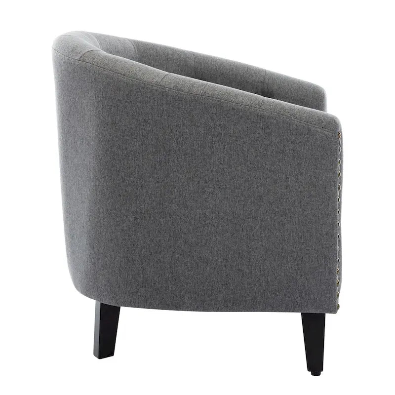 PU Leather Tufted Barrel Chair for Living Room Bedroom