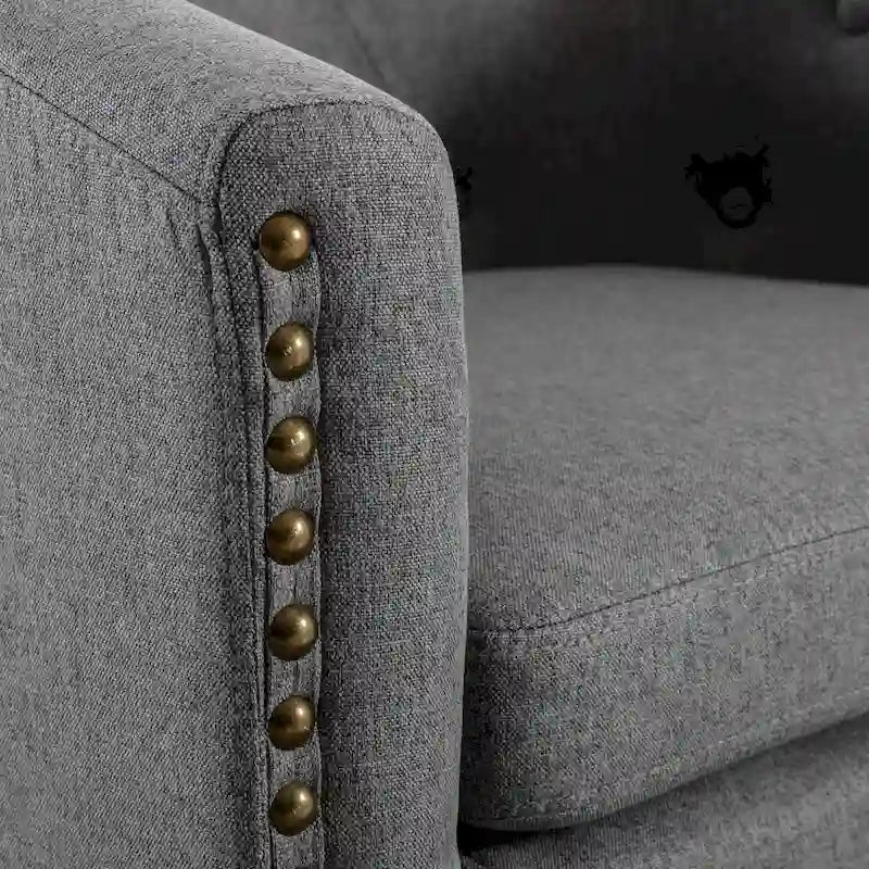 PU Leather Tufted Barrel Chair for Living Room Bedroom