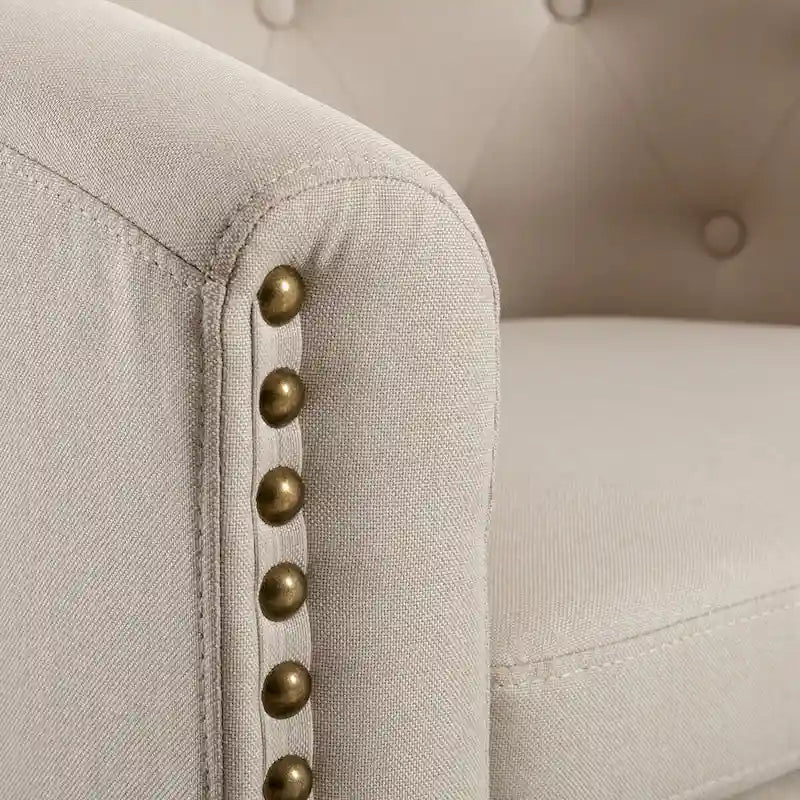PU Leather Tufted Barrel Chair for Living Room Bedroom