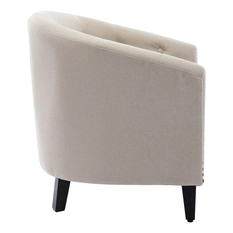 PU Leather Tufted Barrel Chair for Living Room Bedroom