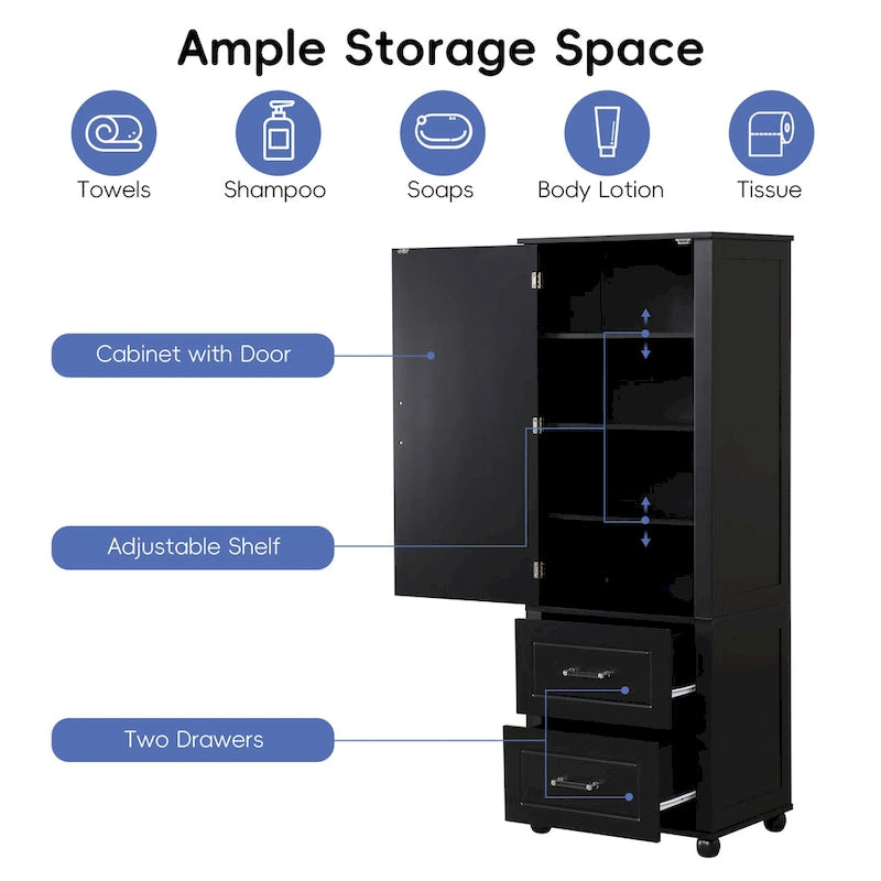 Tall Bathroom Storage Cabinet,Freestanding Storage Cabinet
