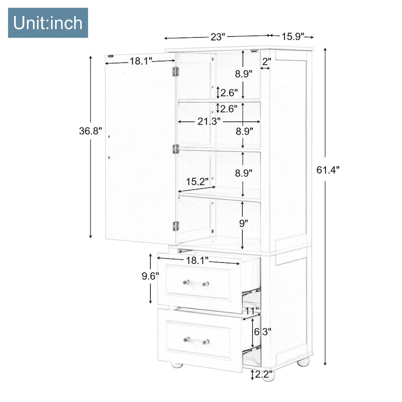 Tall Bathroom Storage Cabinet,Freestanding Storage Cabinet