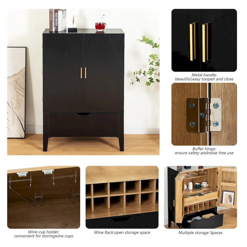 Sideboard Cabinet with Wine Racks & Stemware Holder