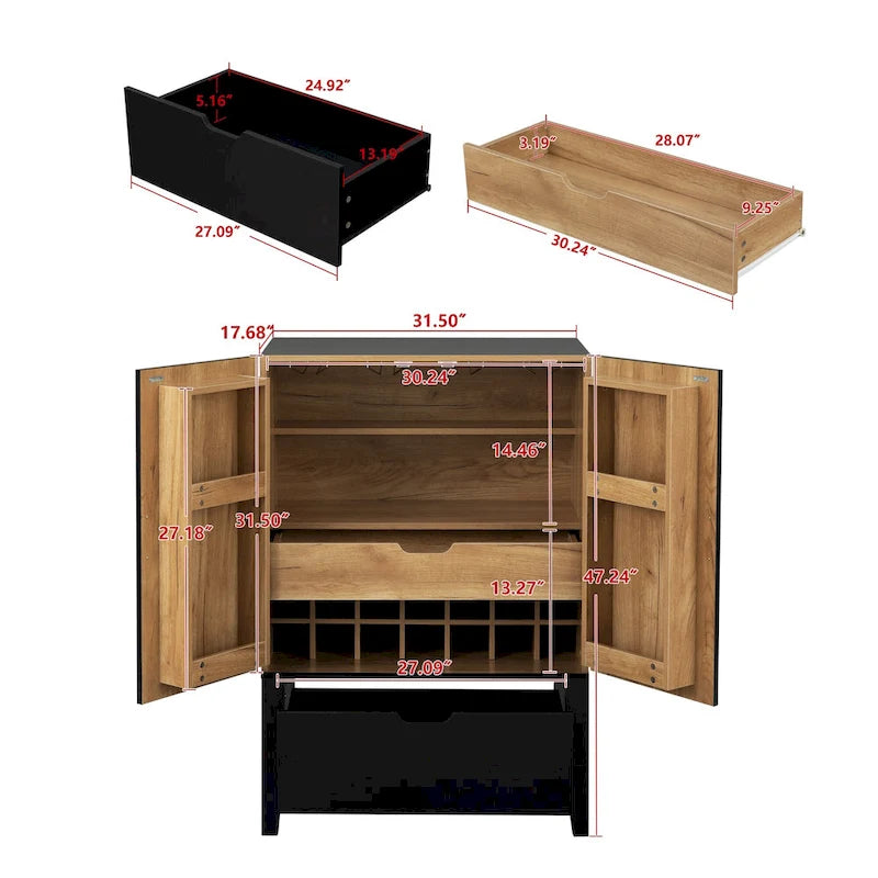 Sideboard Cabinet with Wine Racks & Stemware Holder