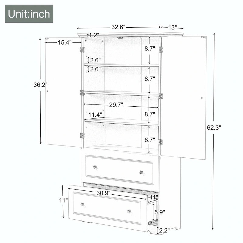Freestanding Storage Cabinet with Two Drawers